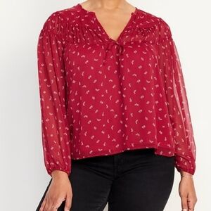 Old Navy Tie Front Chiffon Top